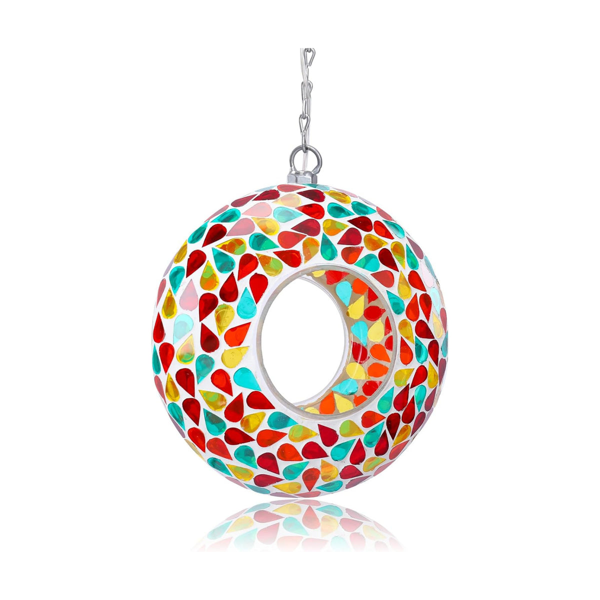 Yinns Solar Bird Feeder, Hanging Mosaic Birdfeeder for Outside Garden Decor