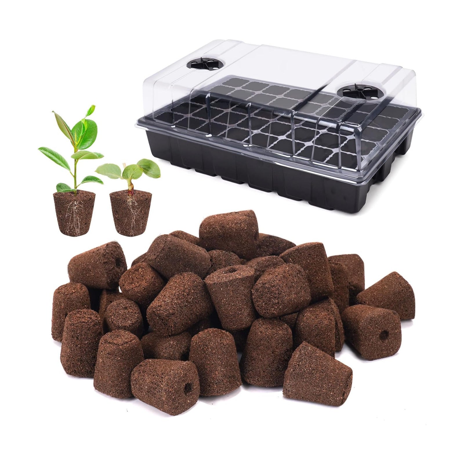 40 Pcs Seed Starter Plugs with Tray, Replacement Grow Sponges Plant Plugs, Great for Soil, Tray or Planting Pods