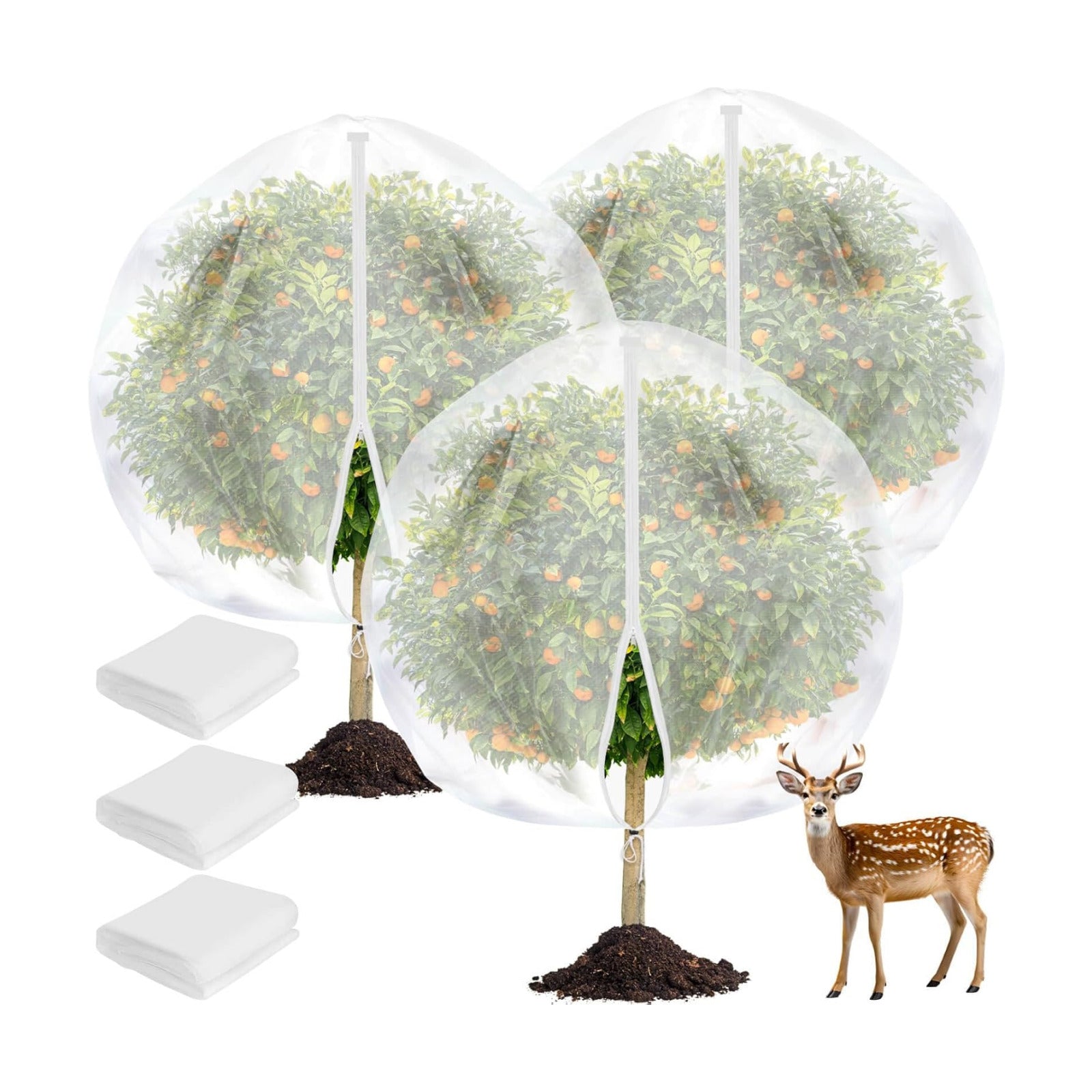 10x10 FT Fruit Trees Netting,3Pcs Large Tree Nets for Fruit Trees | Plant Garden Insect Bird Netting with Zipper, Pest