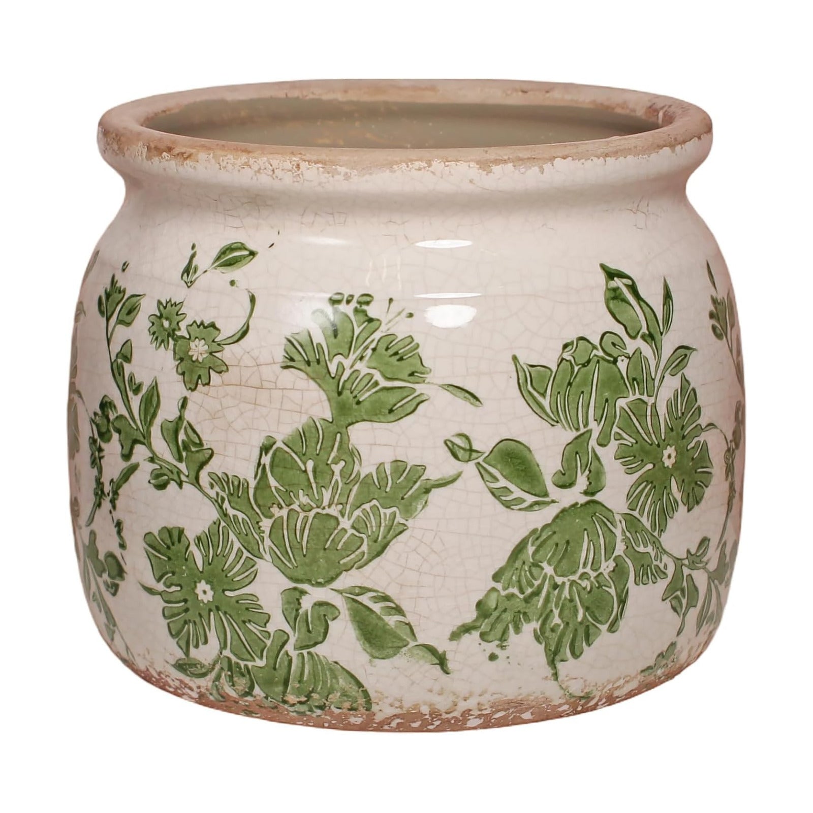 Tuscan Ceramic Indoor Plant Pot, Rustic Farmhouse Vase for Home Decor | 6.29'' Decoration Planter for Snake Plant
