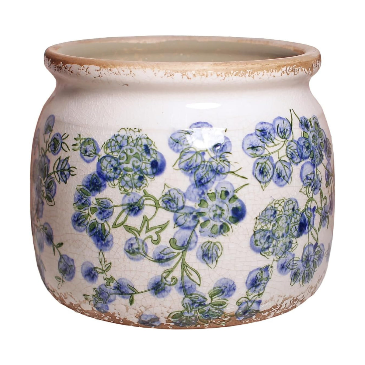 Vintage Cottage Ceramic Planters, French Flower Pot & Vase with Drainage