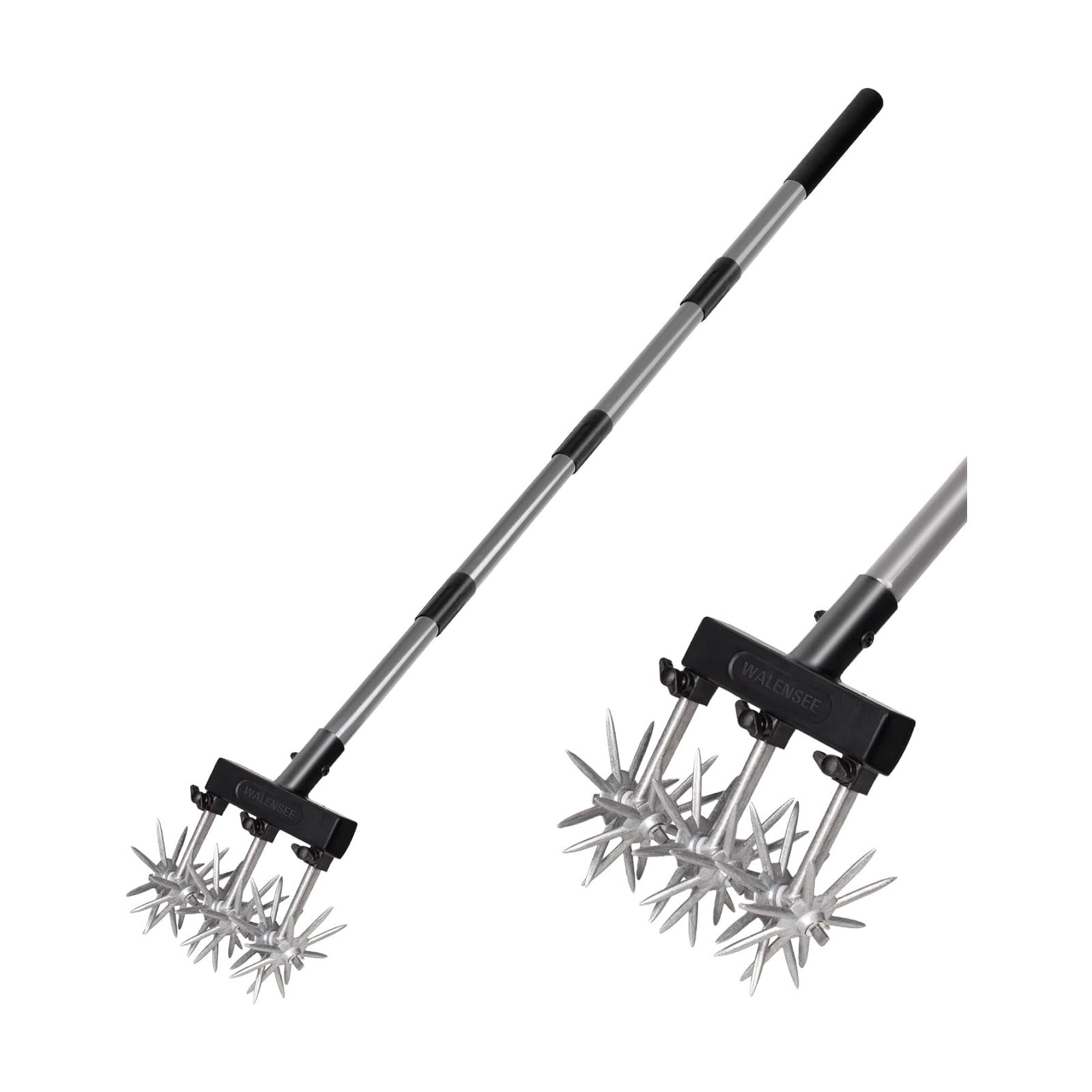 Walensee Rotary Cultivator, Hand Tiller for Soil Mixing or Reseeding | Star-Shaped Rotating Tines Break Up Soil Clods