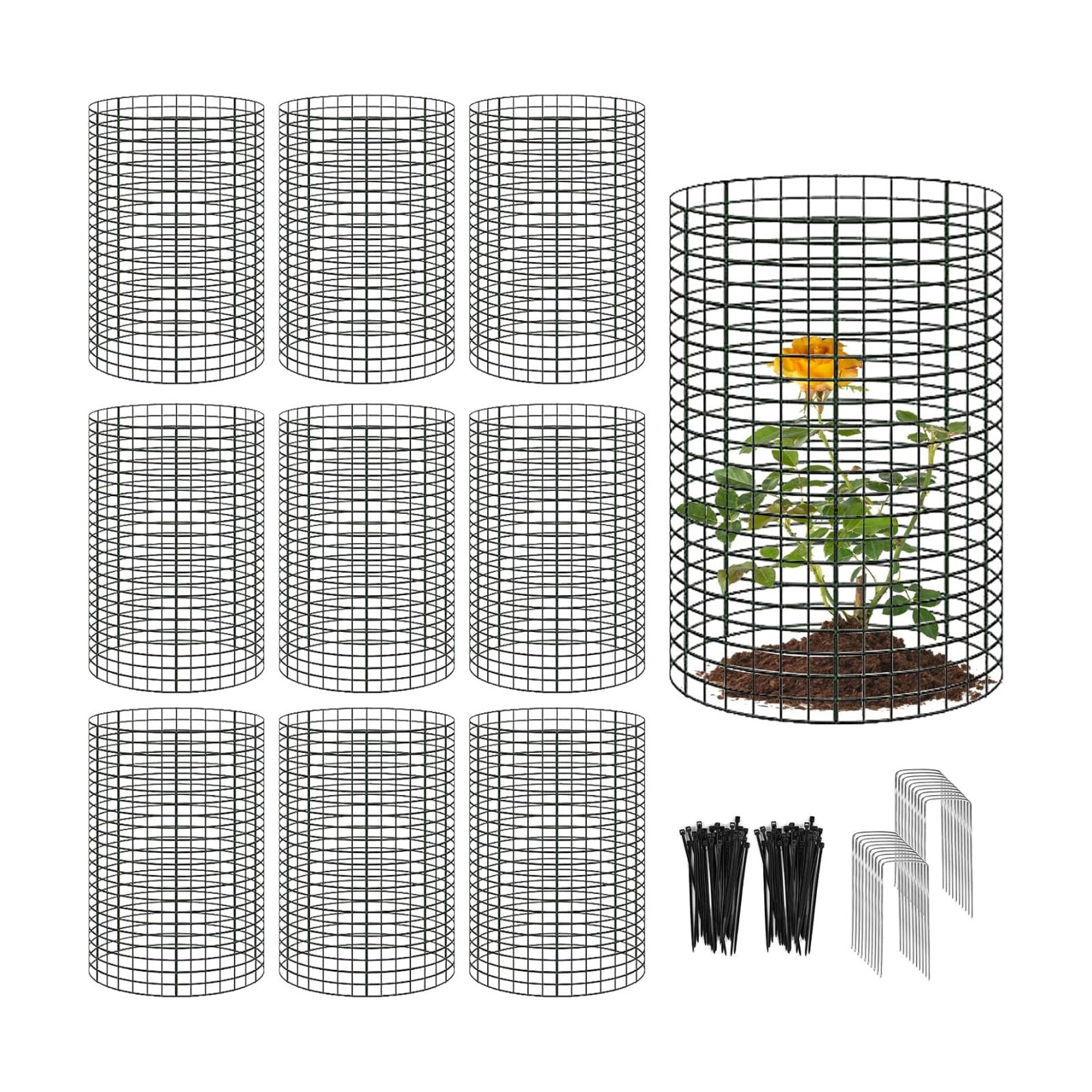 10 Packs Large Wire Plant Protector from Animals - 24'' x 12'' Metal Mesh Plant Cage Covers - Chicken Wire Cloche