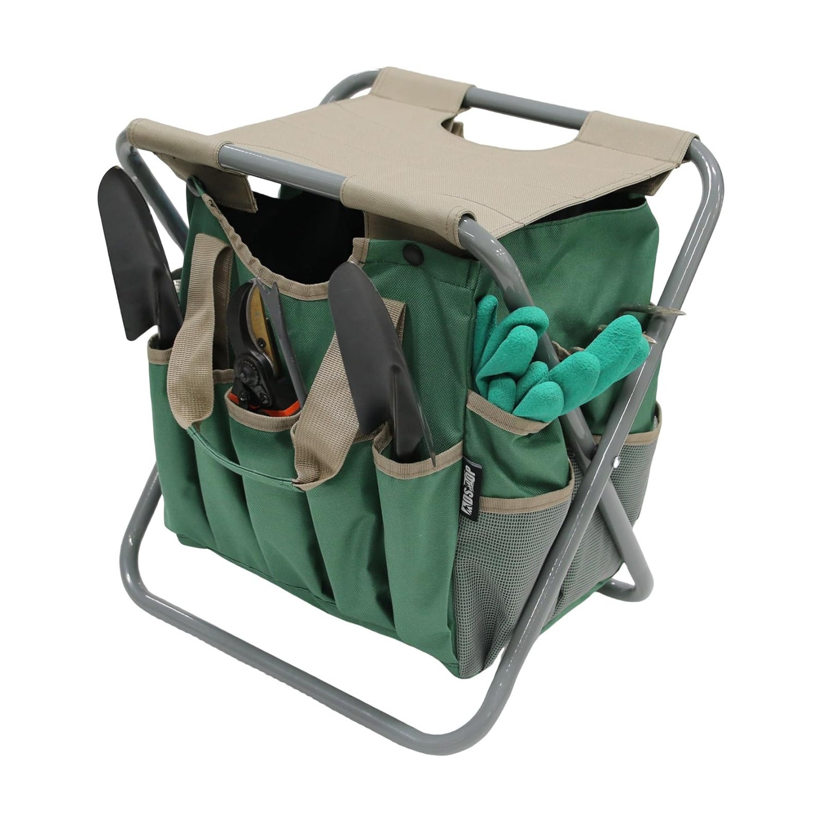 Folding Gardening Stool with Detachable Storage Tote Bag, Gardening Tools Set Organizer for Fishing Outdoor Sports
