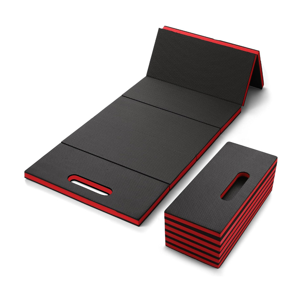Mechanic Mat, 47.2 x 15.7 x 1 Inch Foldable Mechanic Kneeling Pad, Red | 6-Panel Firm Foam Support for Garage Repair