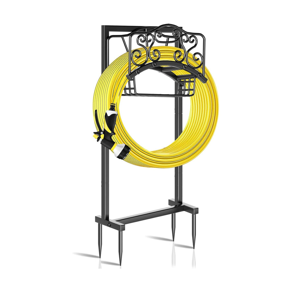 Garden Hose Holder - Upgraded Water Hose Holder Holds, Heavy Duty Metal Freestanding Hose Stand Sturdy, Detachable