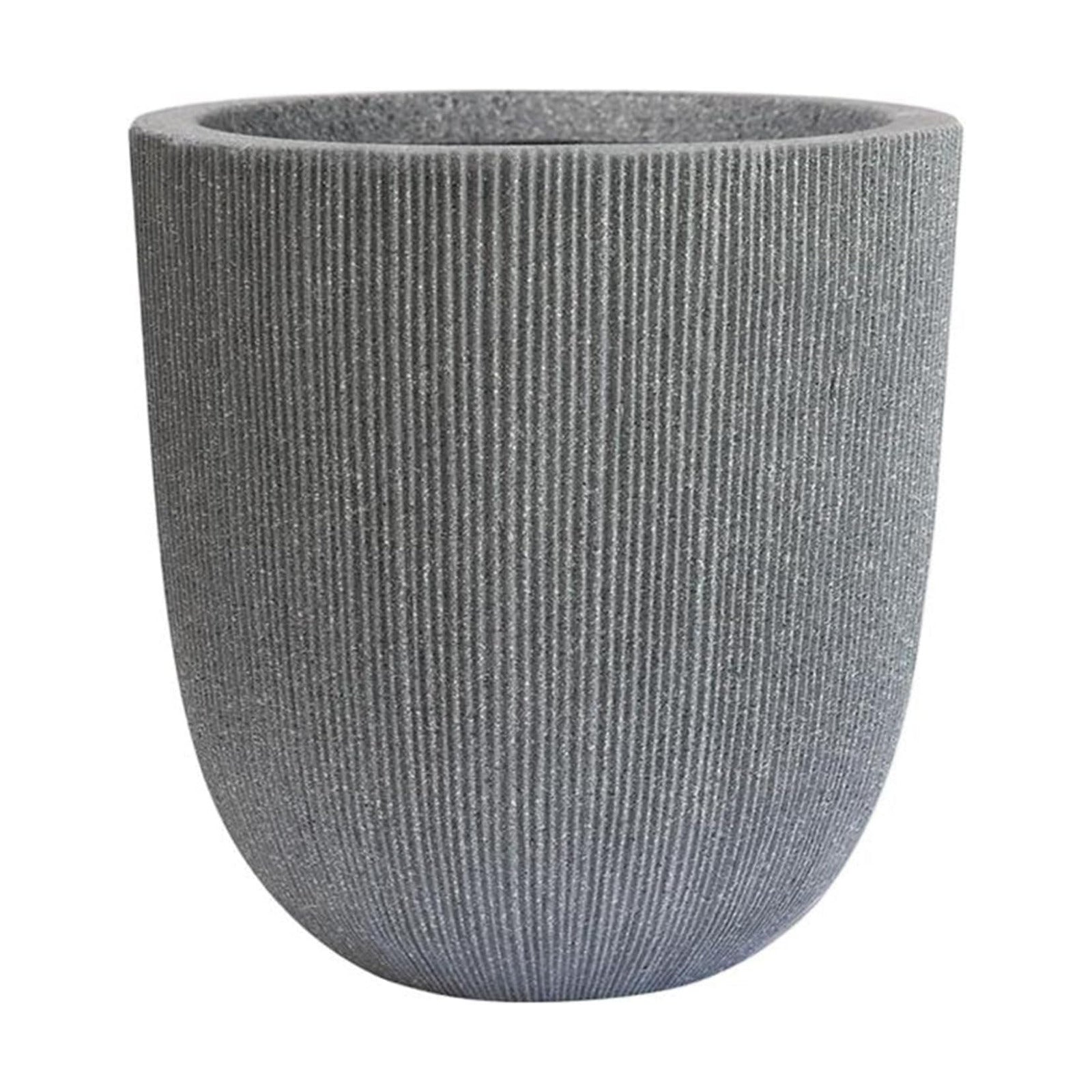 12.4"H Tapered Ribbed Lightweight Plastic Planter w/ Drainage Hole & Plug | Durable & Weatherproof, Indoor Outdoor Use