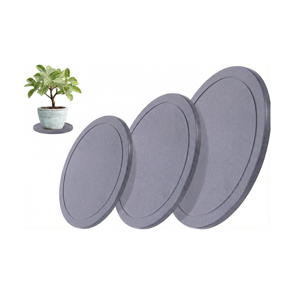 Drydiet 3 Pack Diatomaceous Earth Plant Saucer Set 6/8/10 Inch Quick Dry Absorbent Plants Tray Absorbing Plant Tray for