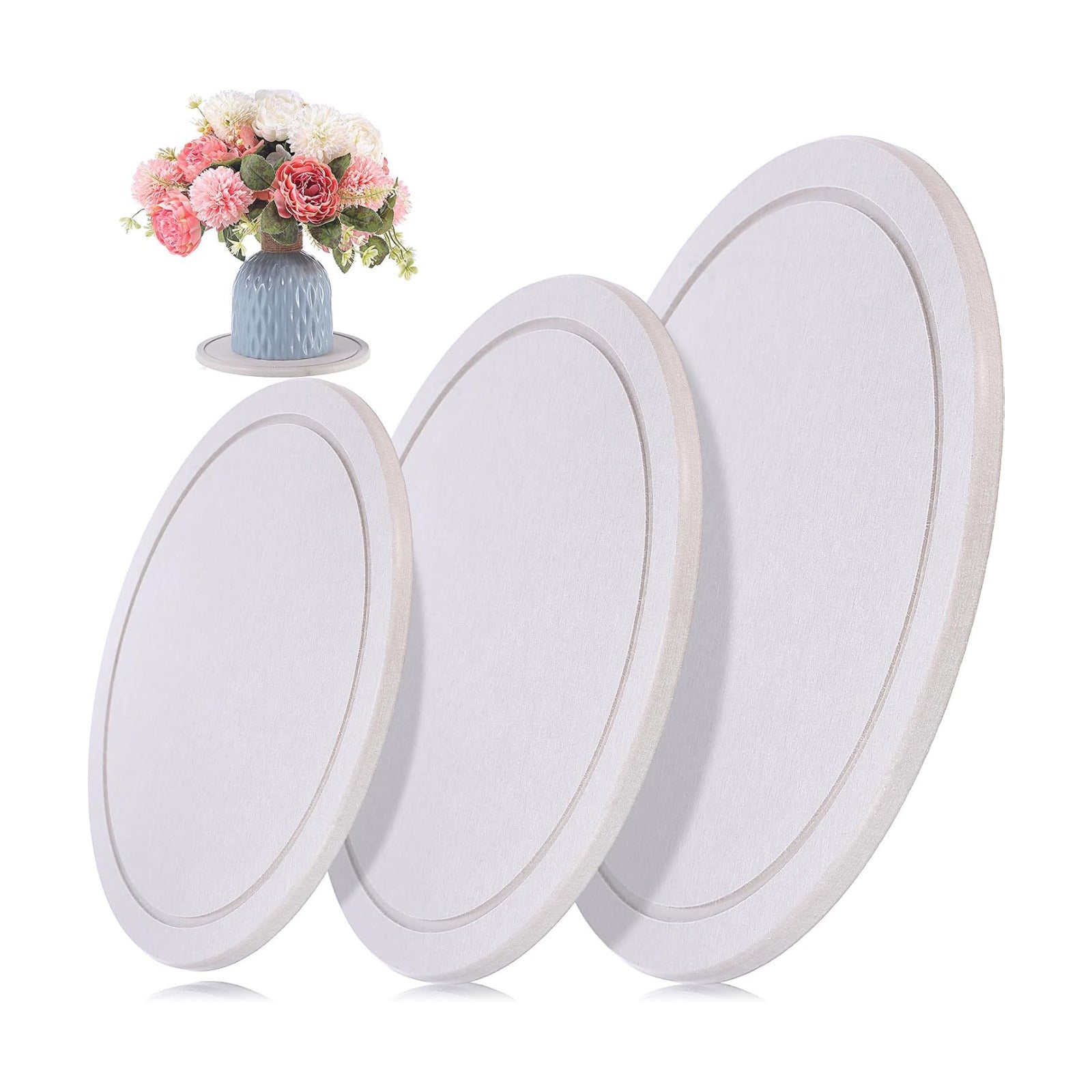 Drydiet 3 Pack Diatomaceous Earth Plant Saucer Set 6/8/10 Inch Quick Dry Absorbent Plants Tray Absorbing Plant Tray for