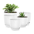 Plastic Plant Pots 10/9/8/7.5/7 inch Set of 5, Flower Planters with Drainage Holes and Saucers, Plastic Pots for Indoor