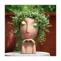 Cute Face Planter Head Pot for Indoor Plants, Unique Succulent Planter with Drainage, Decorative Resin Flower Pot for