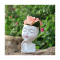 Face Planter,Head Planter,Girl Face Flower Pot For Indoor Plant Thinking,Small Unique Cute Plant Pot for Succulent