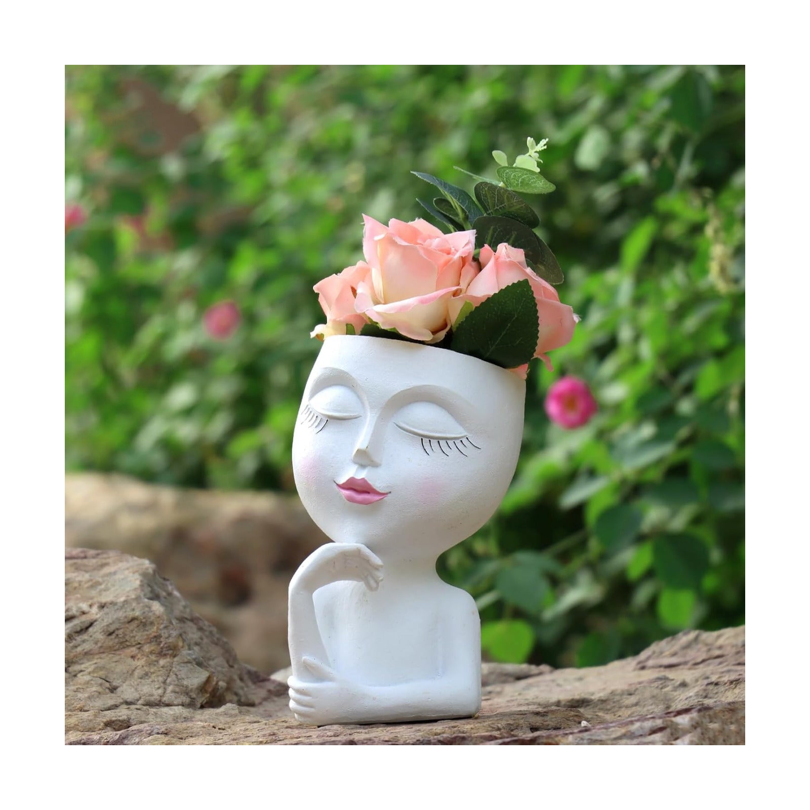 Face Planter,Head Planter,Girl Face Flower Pot For Indoor Plant Thinking,Small Unique Cute Plant Pot for Succulent