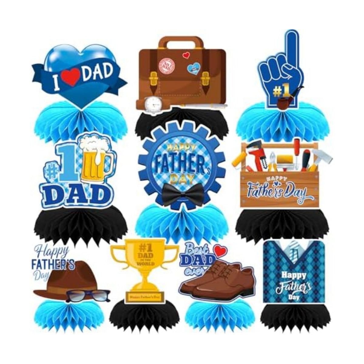 10Pcs Father's Day Honeycomb Centerpieces Table Decorations