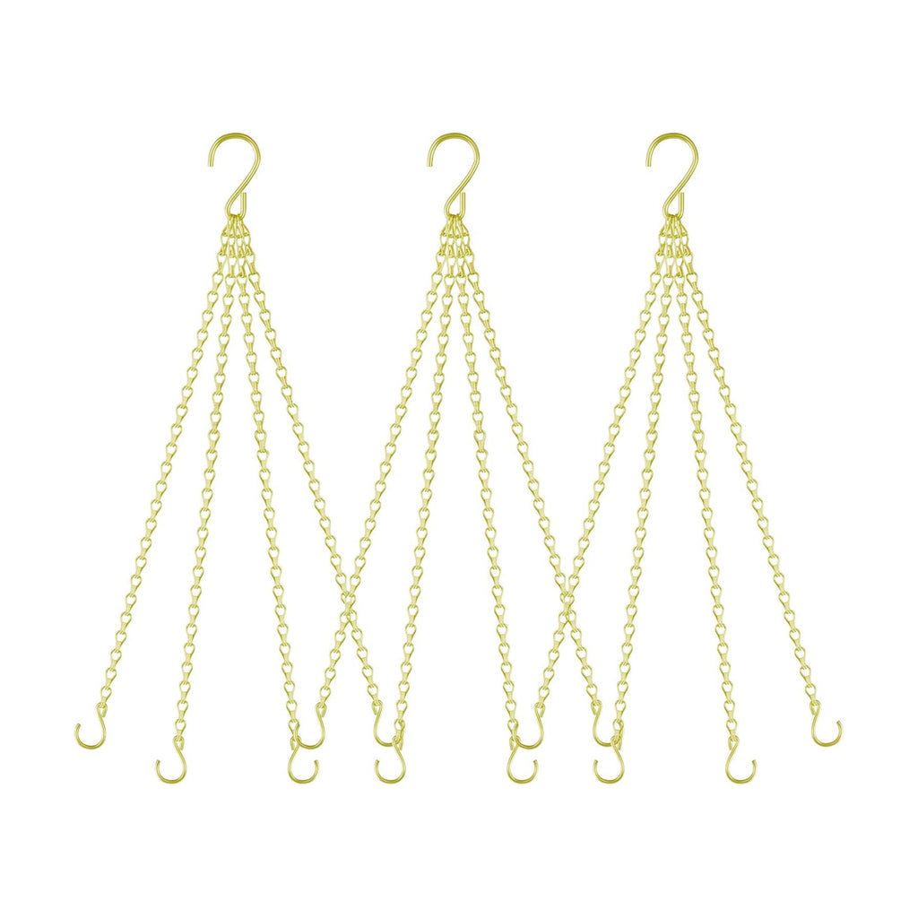 garini 3 Pack, 23 Inch Hanging Baskets Chain, Gold Hanging Chains with Hooks Flower Pot Chain Replacement Plant Hangers for Planters, Bird Feeders and Lanterns