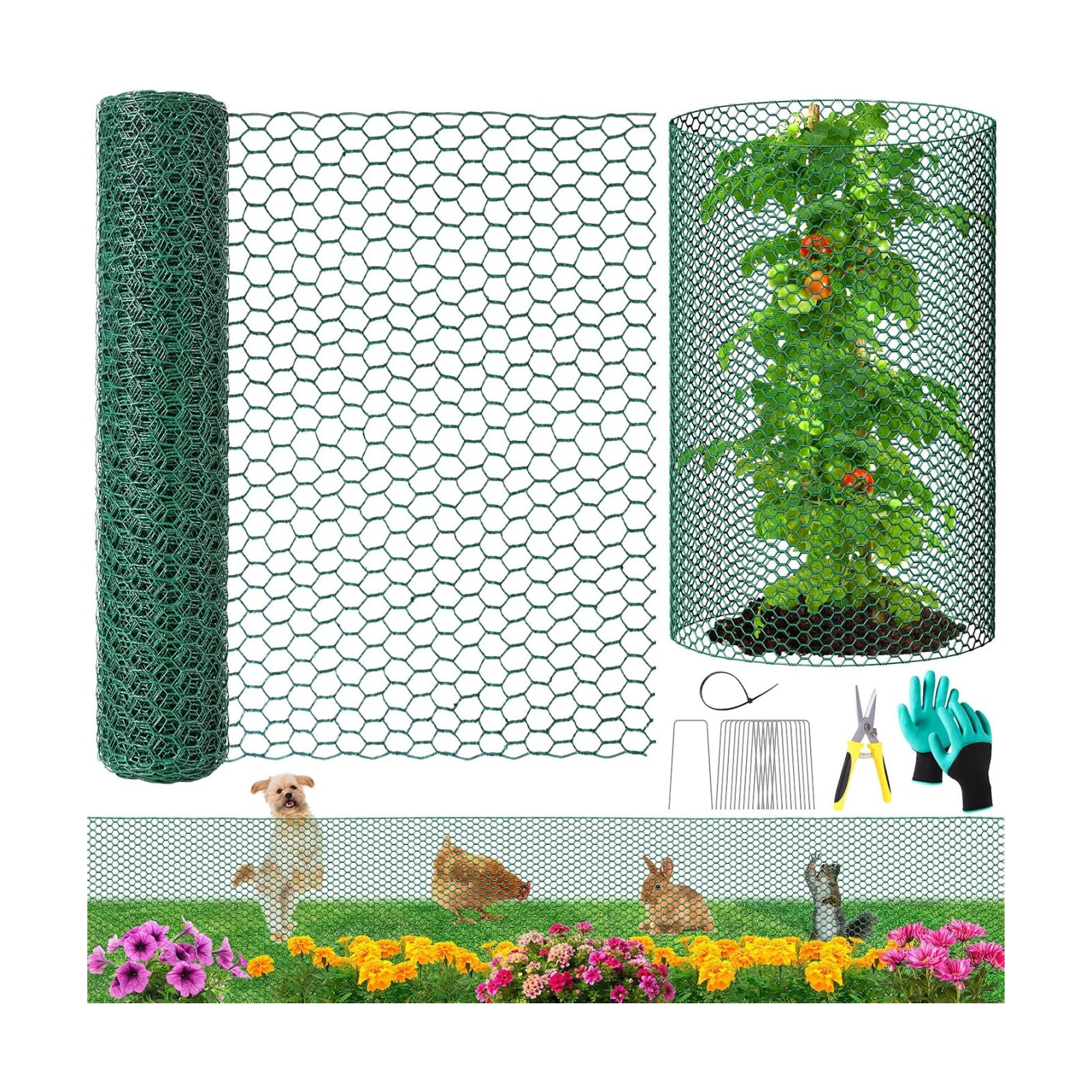 32.8ftx24In Plant Protectors from Animals,Plant Cages for Outdoor Plants | Wire Plant Protector Cage,Wire Plant