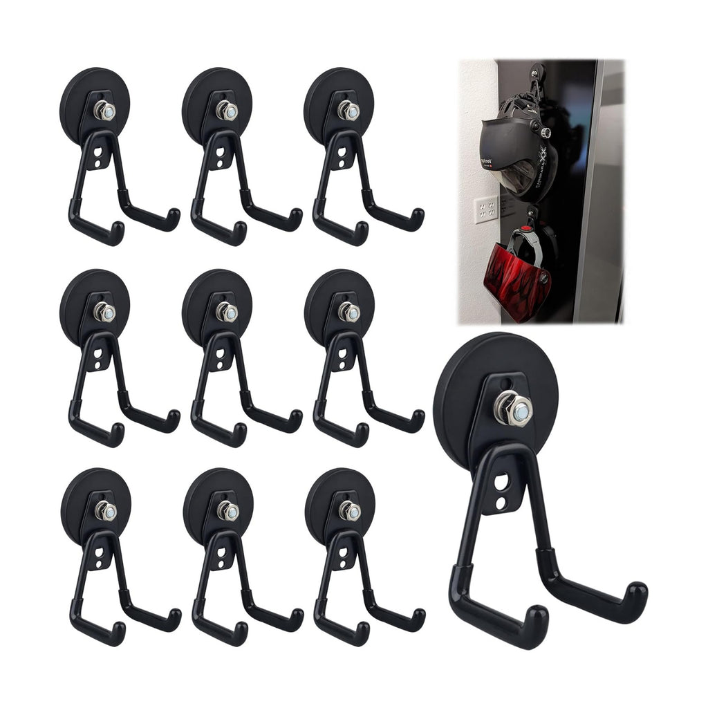 ULIBERMAGNET Heavy Duty Magnetic Garage Hooks,10 Pack Strong Large Magnet Hook for Power Drill,Garden