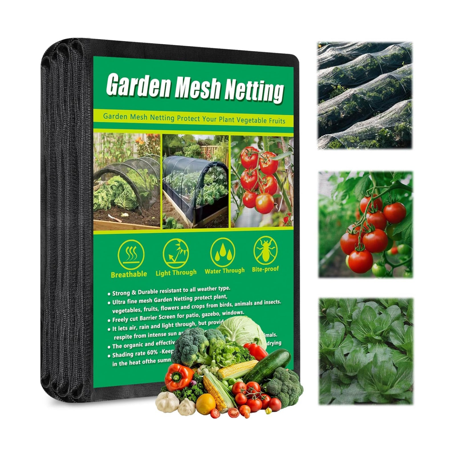10 X 50 FT Black Thicker Garden Mesh Netting Pest Barrier for Raised Beds | Fruit Tree Netting for Cicadas Bird Insect