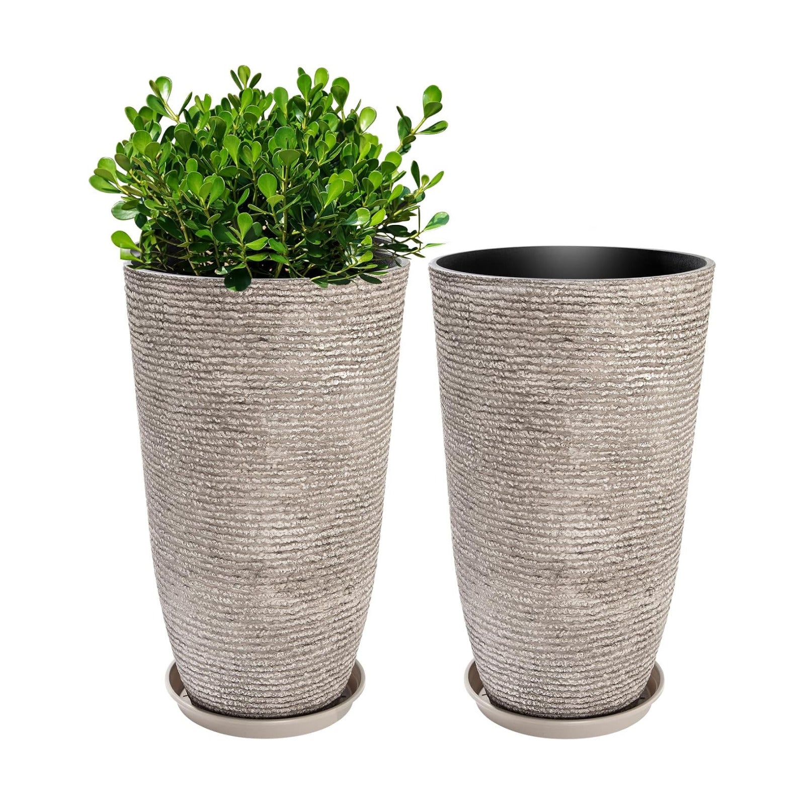QCQHDU Set of 2 Oversized 9 Gallon Round Planters for Front Door & Patio - 12x21 Inch Tall Outdoor/Indoor Plant Pots