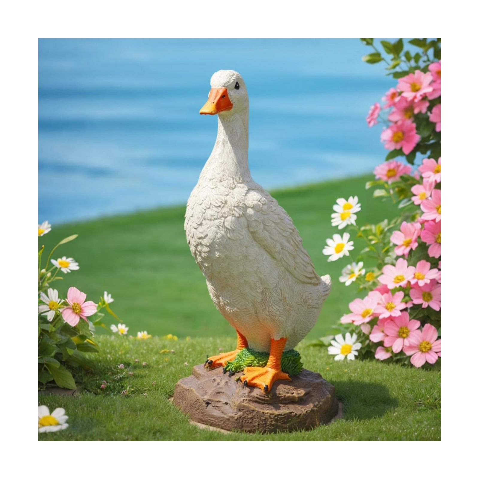 Elenon Funny Duck Garden Statue, Adorable Flower Bed Garden Goose Outdoor Decor, Decorative for Yard Patio Art