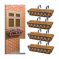 4 Pack 32IN Window Box Planter Basket w/Adjustable Brackets (S1) | Adjustable Brackets, Hanging Flower Planter Basket