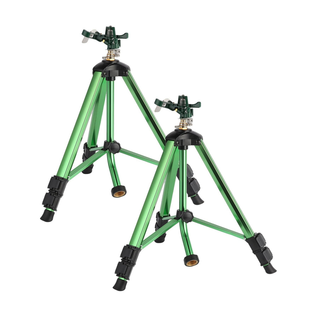 Green Zinc Alloy Water Bird Sprinkler, Heavy Duty Tripod Base Garden Sprinkler, 360 Degree Large Area Irrigation