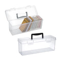 Kokone 2 Pack Plastic Clear Seed Storage Organizer Box with Handle, Portable Seed Bin with Lock, Transparent Seed