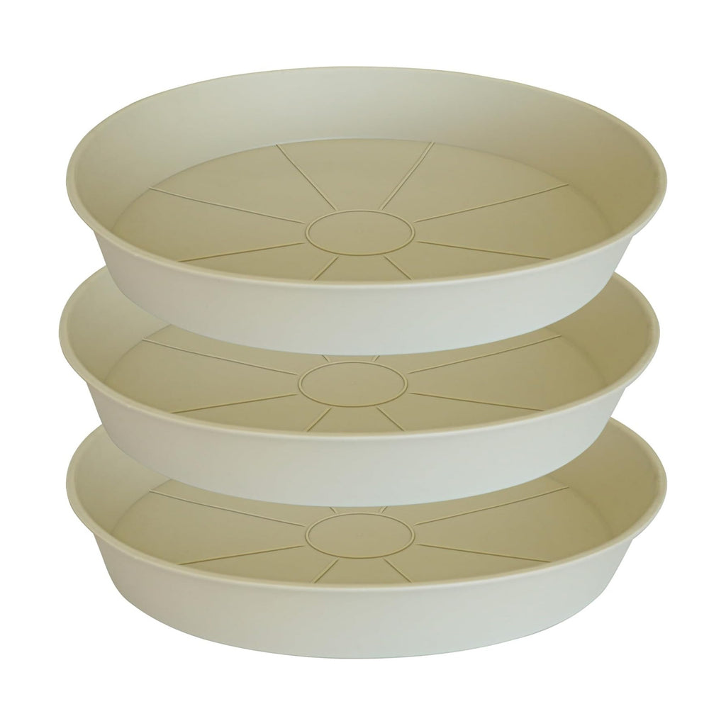 3 Pack of 25 26 inch Plant Saucer (22.7 Inch Base), 4.2" Depth, Large Deep Plastic Flower Planter Water Trays for Indoors Outdoor Bath Bath, Plant Drip Trays for Pot (26", Beige)