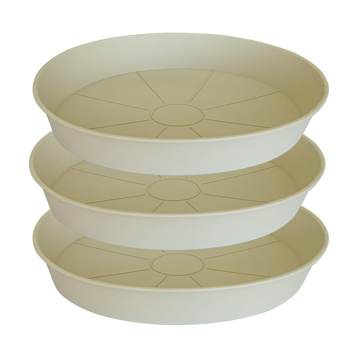 3 Pack of 25 26 inch Plant Saucer (22.7 Inch Base), 4.2" Depth, Large Deep Plastic Flower Planter Water Trays for Indoors Outdoor Bath Bath, Plant Drip Trays for Pot (26", Beige)