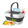 Collapsible Picnic Basket 16L, Folding Basket for Picnic with Lid Table, Waterproof Large Picnic Basket with Handles