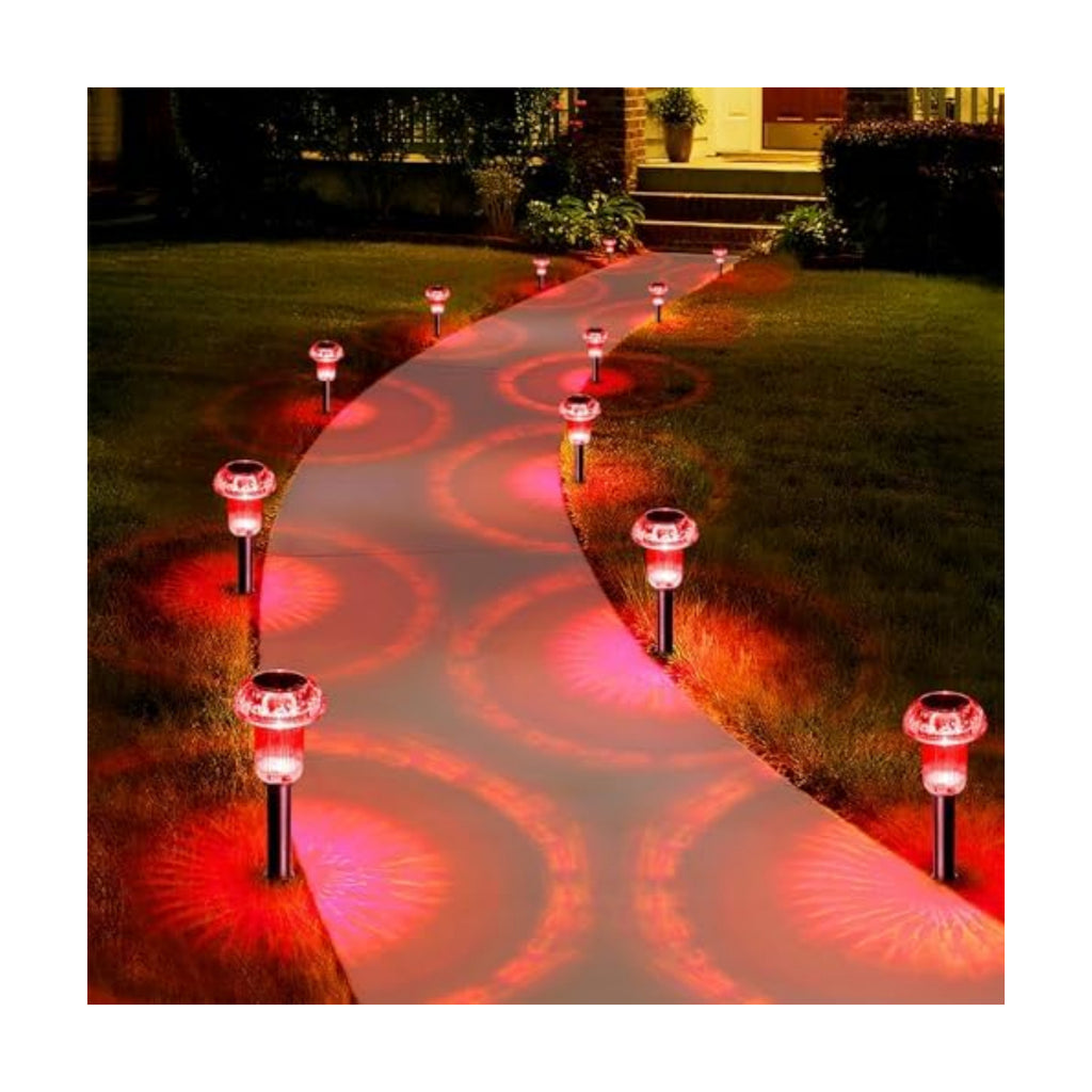 Priddop Solar Garden Lights Outdoor Waterproof 8 Pack Red LED Mushroom