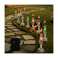 WATERGLIDE Halloween Decoration Candle Light Stakes, 10 Pack Skeleton Hands Hold Lighted Candle Pathway Makers, Waterproof Battery Operated with Timer, Light Up Figurine for Outdoor Holiday Party