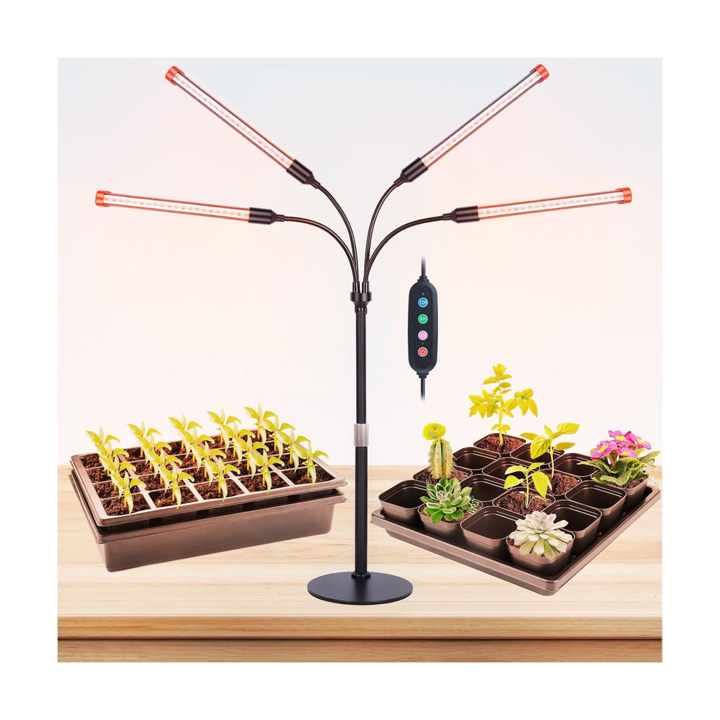 FECiDA 2026 4Head Table Top Grow Lights for Seed Starting, Indoor Plants, Bonsai, 36 Watt Power Draw, NO Need Adapter