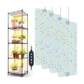 4Panel Grow Lights for Indoor Plants, Seed Starting, Veg, Pot Plants, Bonsai with Timer 4/8/12/16/20H, Ultra-Thin Under