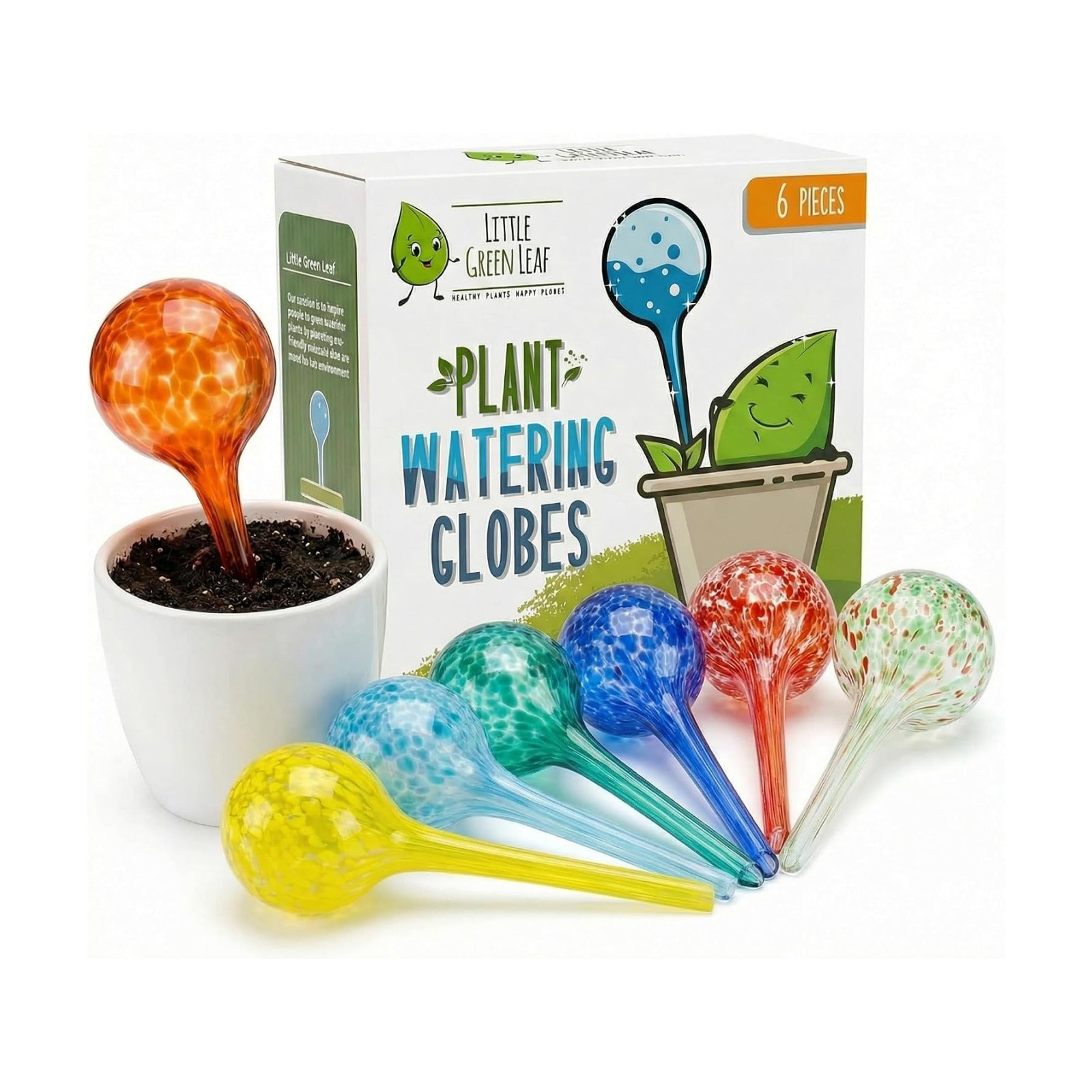 Little Green Leaf Automatic Plant Watering Globes Self Watering Planter Inserts (Set of 6) | Hands Free Multicolor