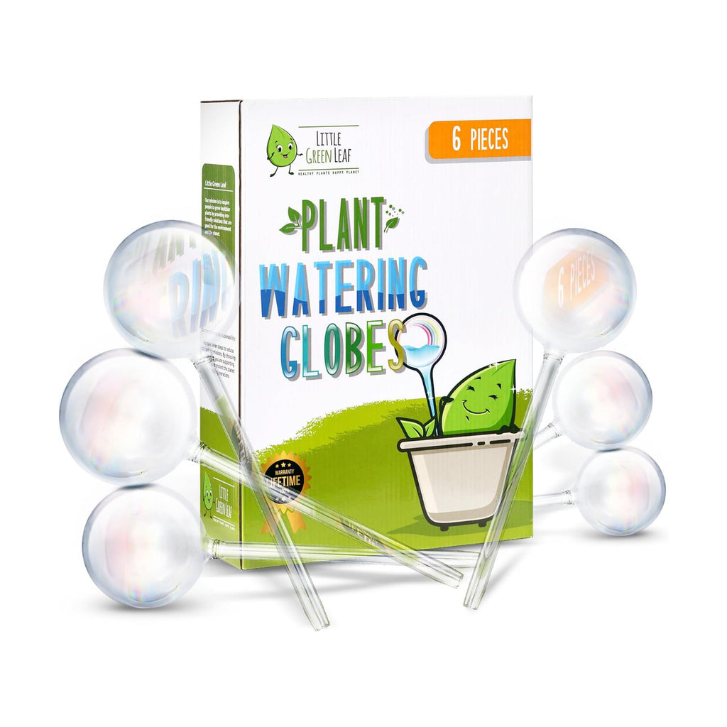 Little Green Leaf Automatic Plant Watering Globes Self Watering Planter Inserts (Set of 6) | Hands Free Clear Glass