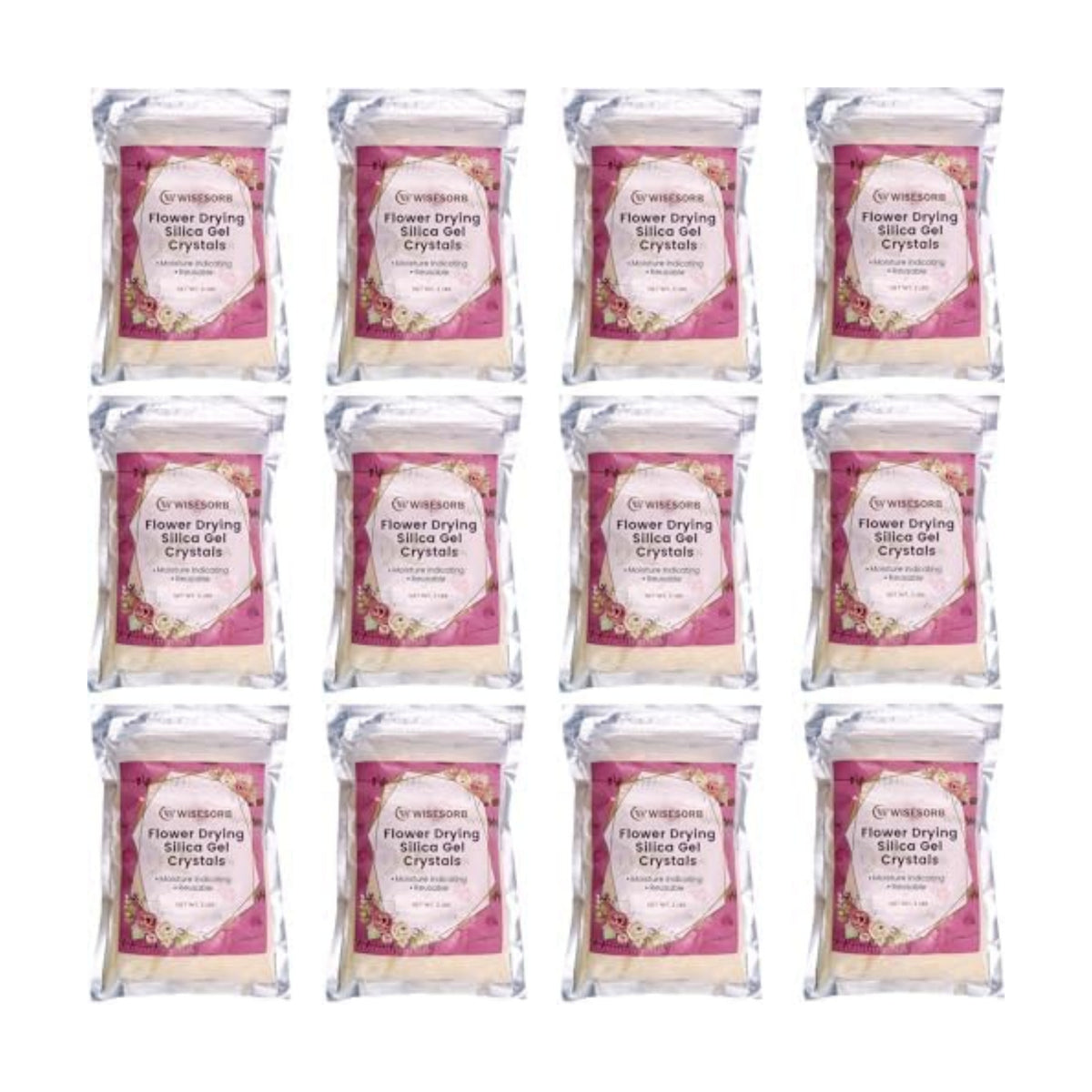 Wisesorb (NET 24 LBS) Silica Gel Flower Drying, Silica Gel Flower Drying Crystals, Color Indicating Flower Drying Silica, Reusable Silica Gel for Drying Flowers