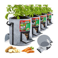 4PCS 15-Gallon Potato Grow Bag-Harvest & Visible Window Garden Planting Bag | Grey Plant Grow Bag with Reinforced