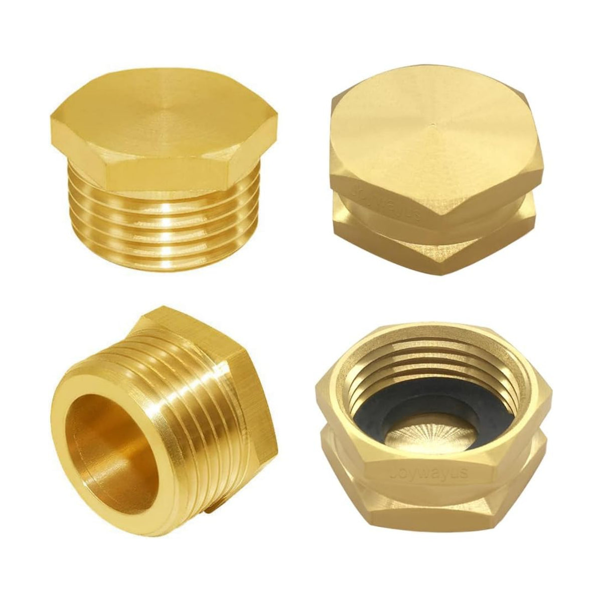 Joywayus 4PCS Brass 3/4"GHT Garden Hose Plugs Caps Kit