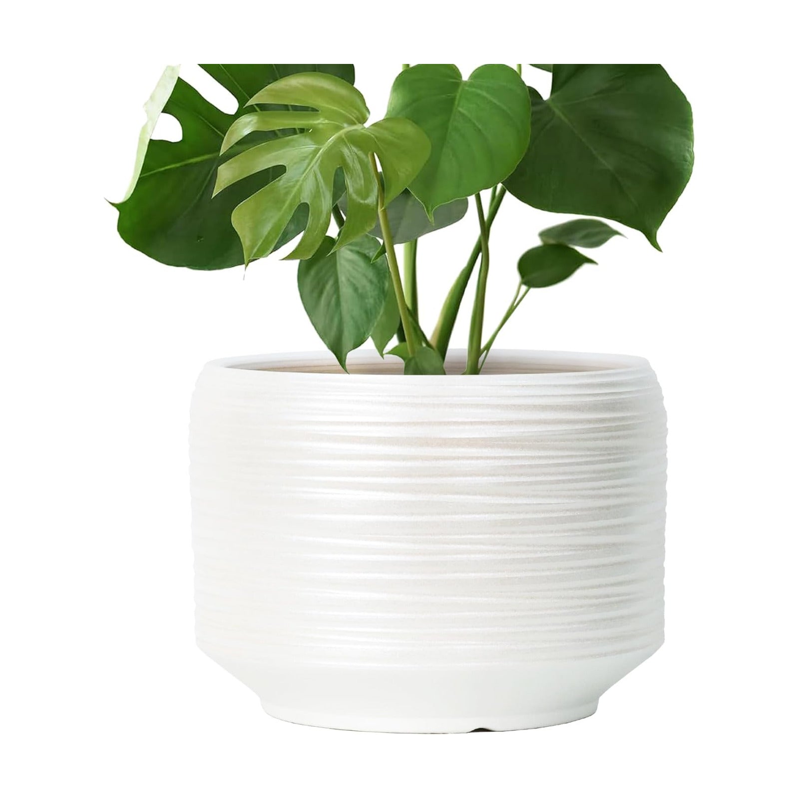 10 Inch Ceramic Plant Pot with Drainage – Large Flower Pot for Indoor Outdoor Plants, Modern Decorative Planter for