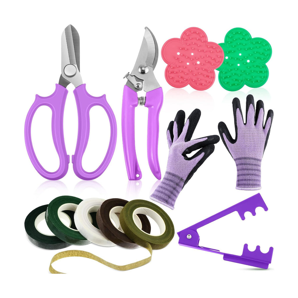 WILLBOND Gardening Gifts for Women, Floral Arrangement Kit,Purple