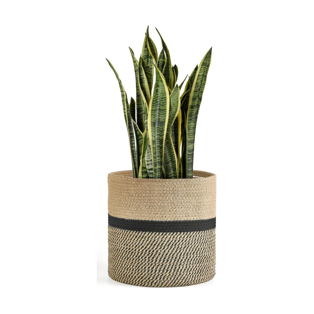 Dahey Plant Basket Indoor for 12 inch Pot Woven Jute Planter, Black