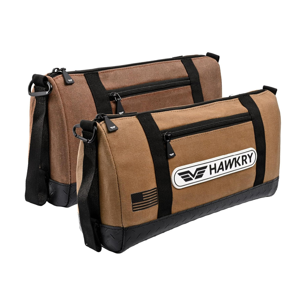 HAWKRY Heavy Duty Canvas Tool Bag Set of 2 – Waterproof Canvas Zipper Pouch, Garden Tool Bag, Construction Bags Heavy