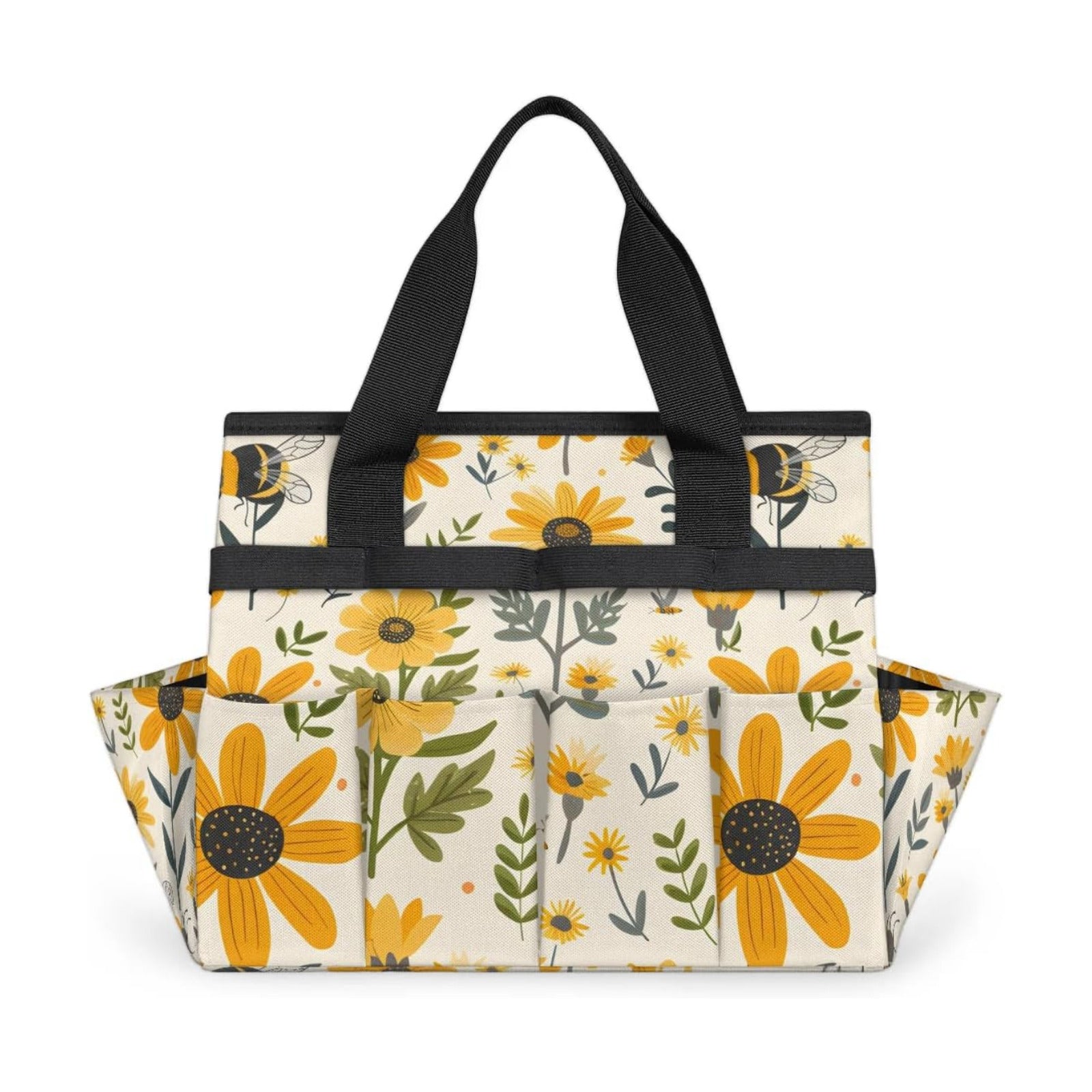 Bee Flower Garden Tool Bag for Women Waterproof & Reusable Heavy Duty Gardening Tote Storage Organizer Toiletry Bag