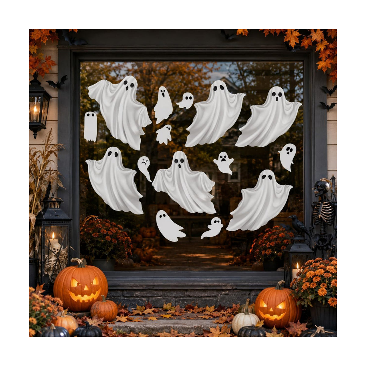 Halloween White Ghost Window Mirror Cling Decal Decoration Large 35.5''