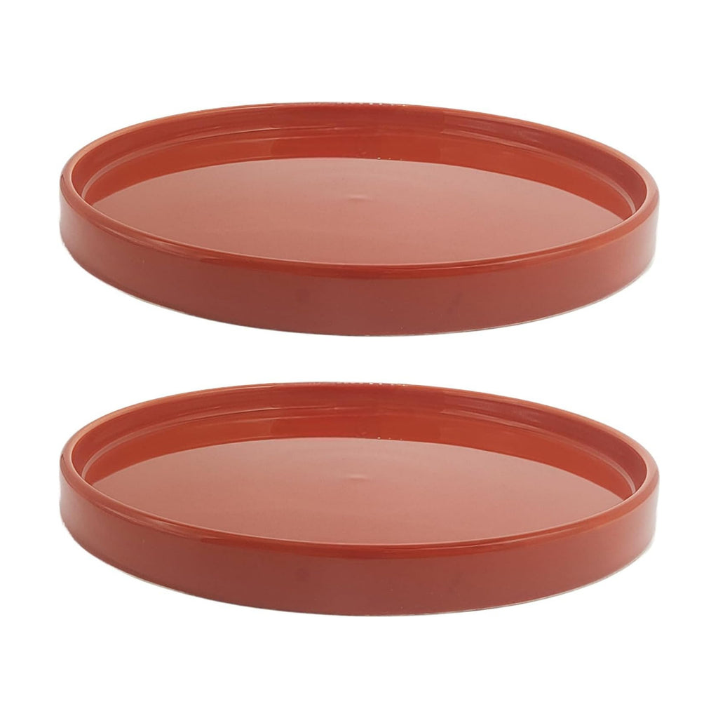 Yukfona Ceramic Plant Saucer Tray 2 Pcs 6.4 Inch Red Terracotta, 6.4"OD x6.02"ID x0.9"Deep| Fits flower pots Bottom≤