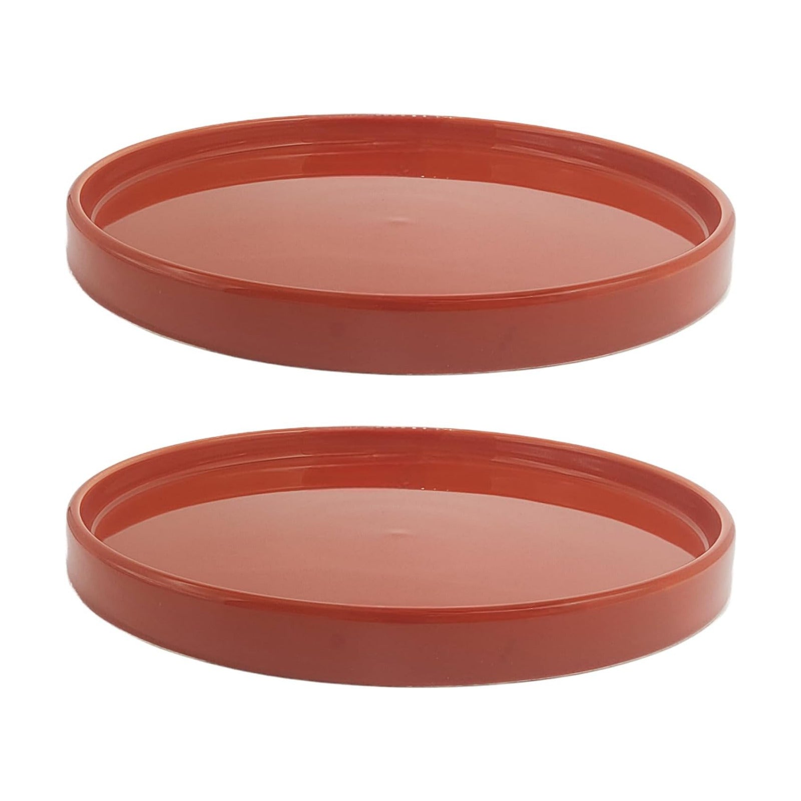 Yukfona Ceramic Plant Saucer Tray 2 Pcs 6.4 Inch Red Terracotta, 6.4"OD x6.02"ID x0.9"Deep| Fits flower pots Bottom≤