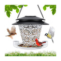 Solar Bird Feeders for Outside Hanging Metal Wild Bird Feeder Solar Lanterns Outdoor Waterproof Garden Decor for Yard White