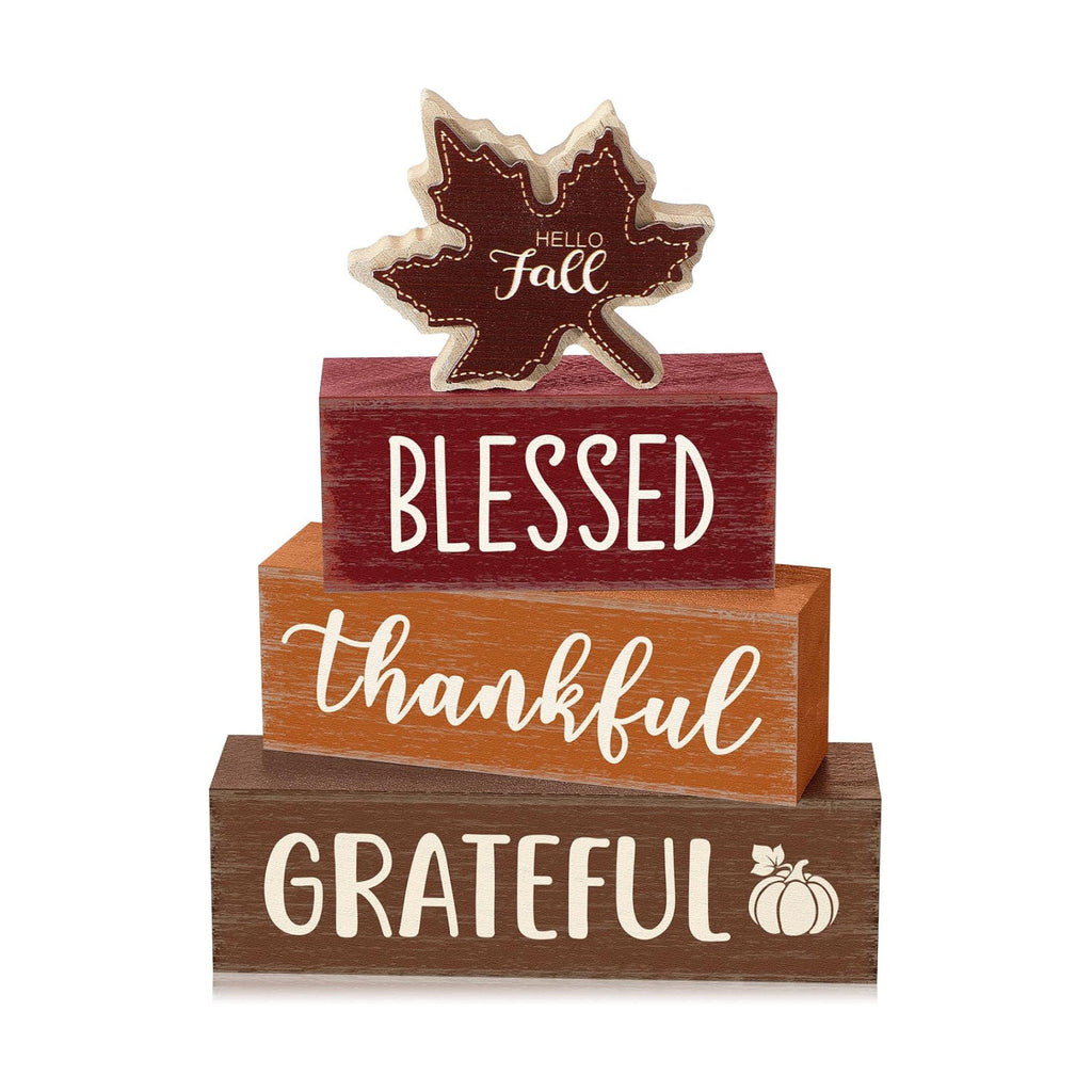 Yousoontic 4 Pcs Hello Fall Figurines Set, Rustic Farmhouse Decor