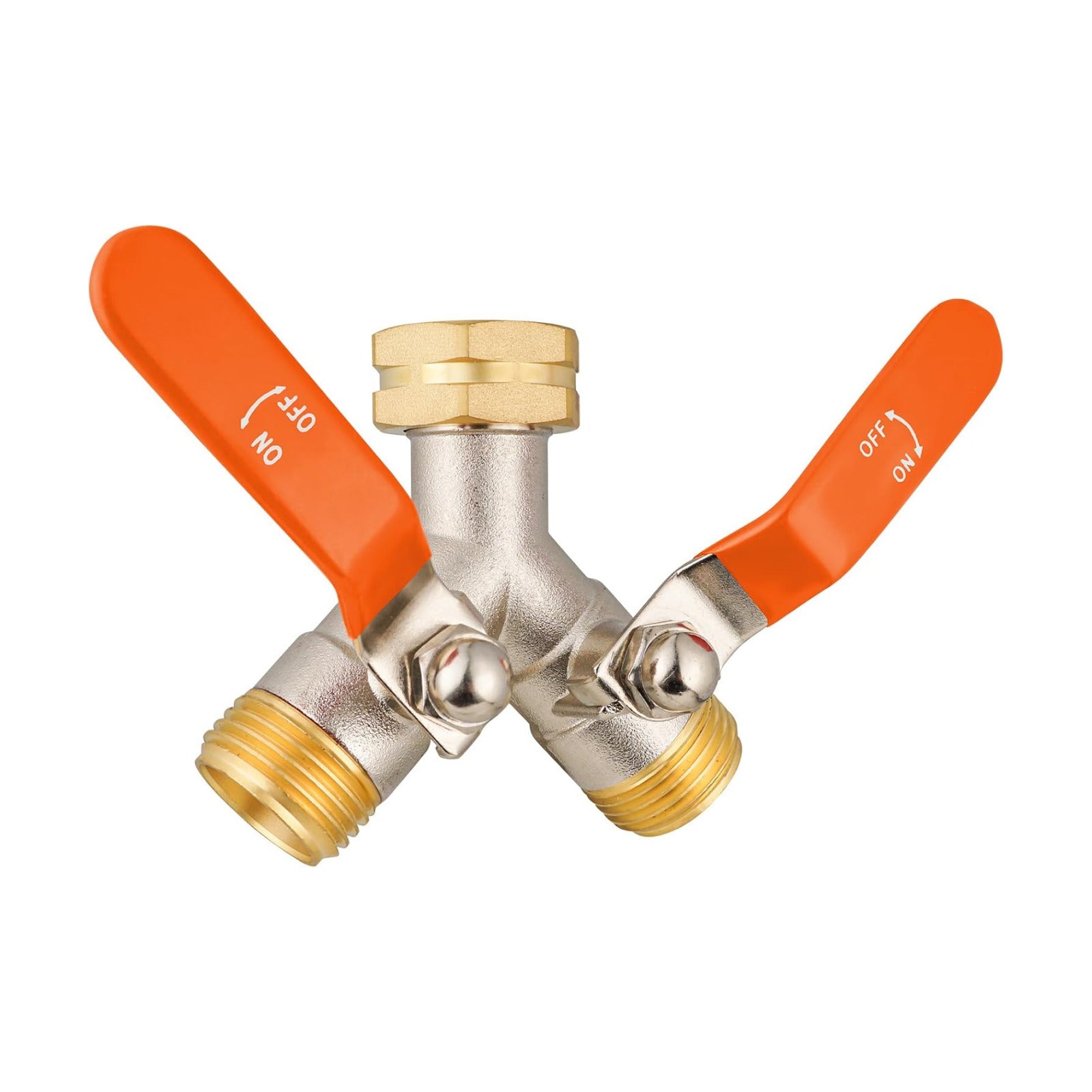 2 Way Hose Splitter, Brass High Flow Garden Hose Splitter Heavy Duty, Hose Connector, Water Spigot Splitter, Full Flow